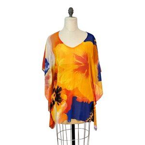 Chico's Floral Pop Peri Poncho Warm Multi NWT S/M